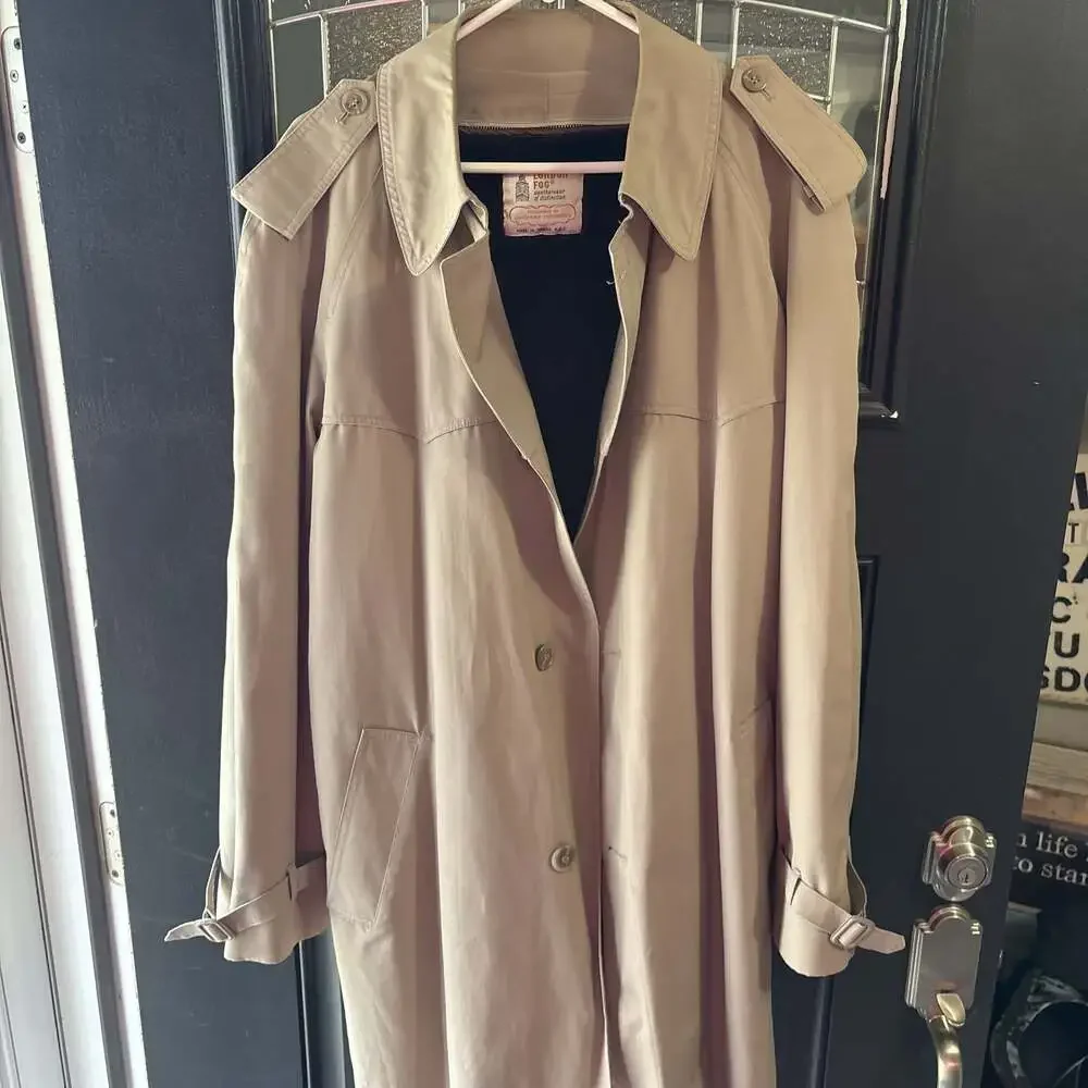 London Fog Men's Double Breasted Long Trench Coat with Removable Liner 44 Long - Picture 2 of 4